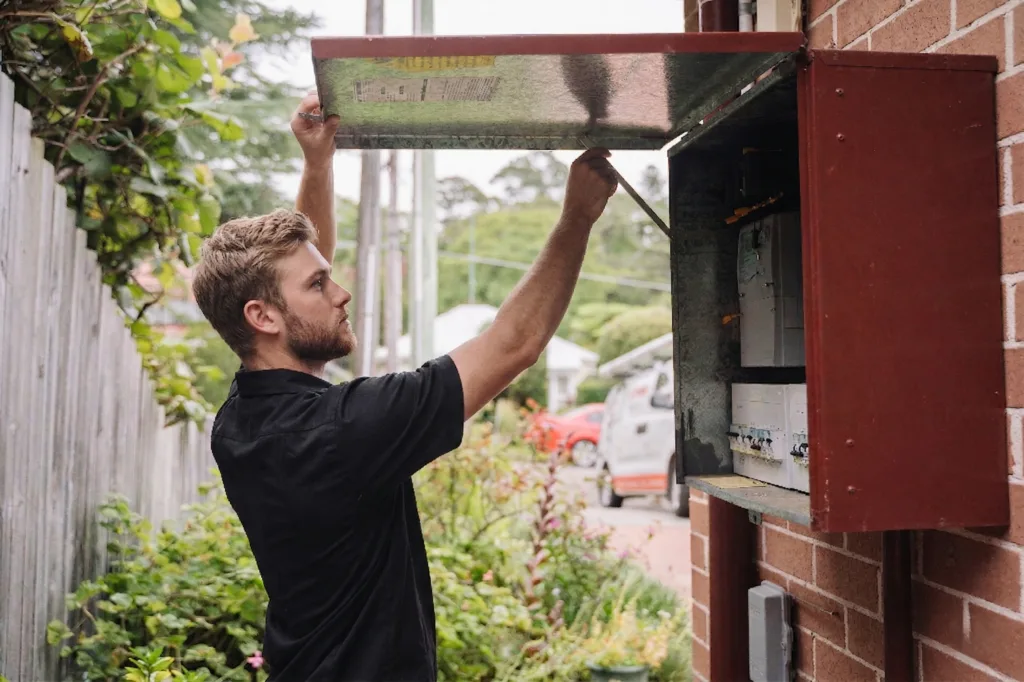 Electrician installing downlights in a Waterloo home