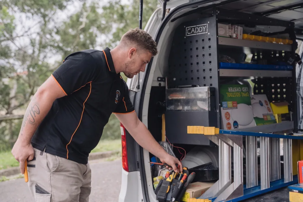 Licensed Waterloo electrician working on a residential job
